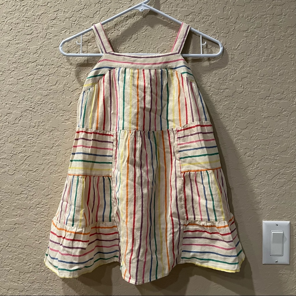 NWT Cat & Jack girl's multi-color striped sundress 100% Cotton Lined M 7/8
